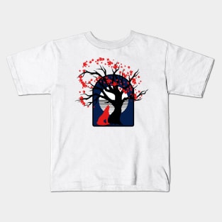 Abstract Night wolf and Moon Kids T-Shirt